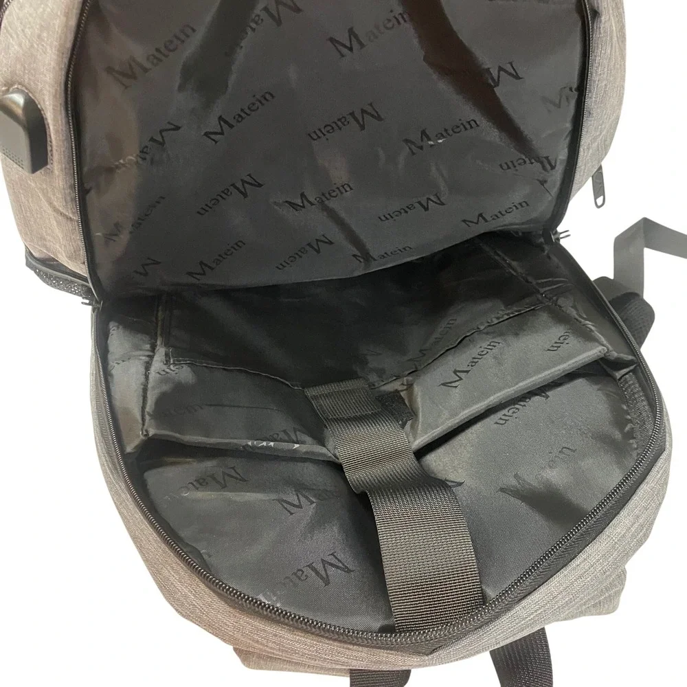 Matein Travel‎ Laptop Backpack Heather Grey USB Charging Port Business Commuter